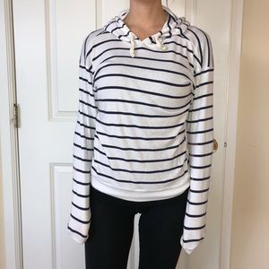 Navy & White Aritzia Striped Hoodie XXS